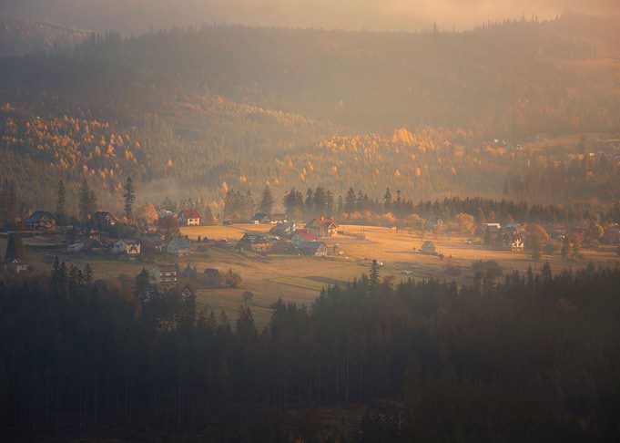 Autumn sunrise in mountain