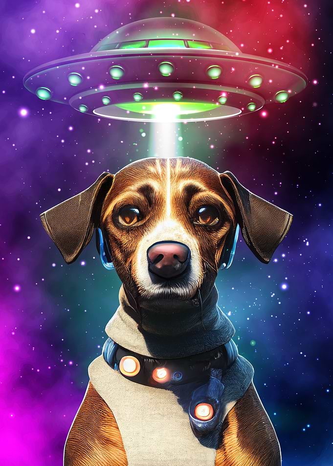 Space dog alien ship star