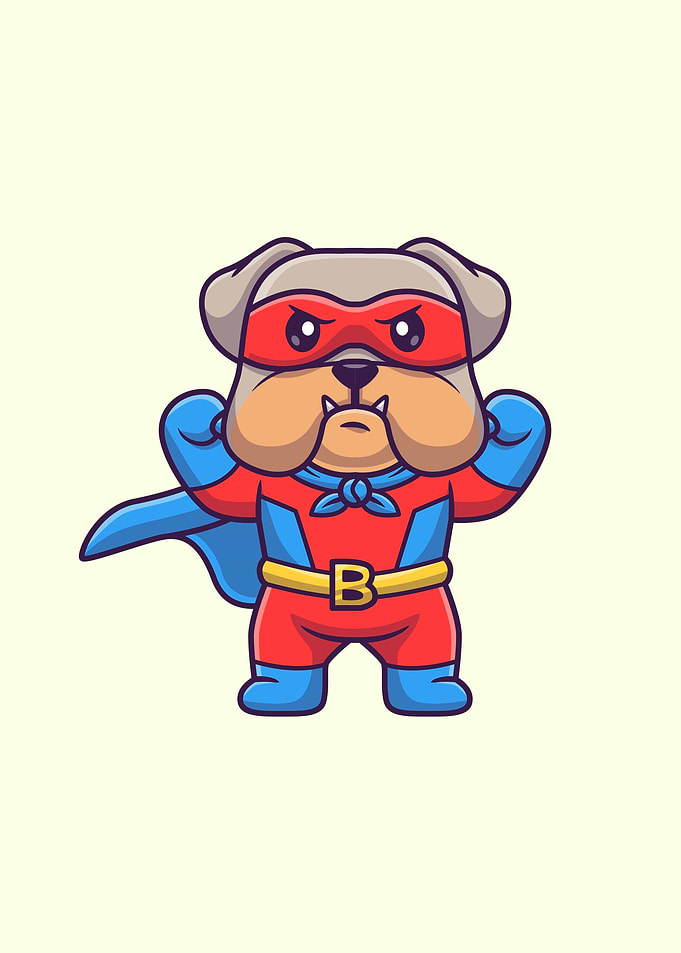 Cute bulldog super hero