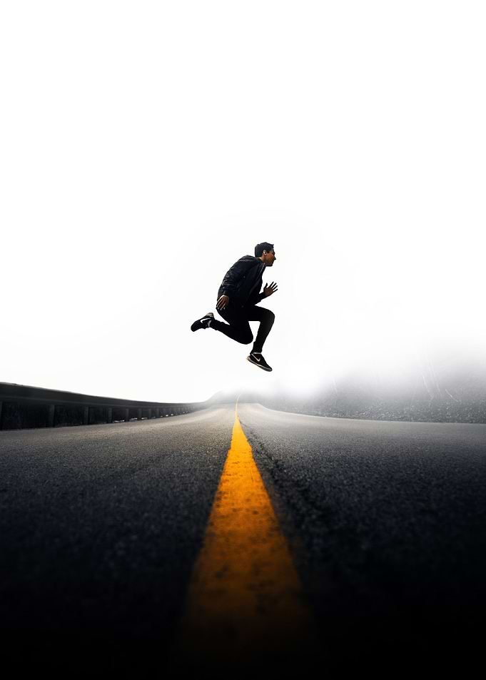 Road crossing in a leap