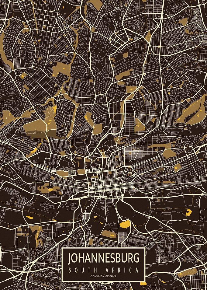 Johannesburg Map Pastel