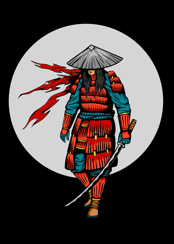japanese samurai moon gray