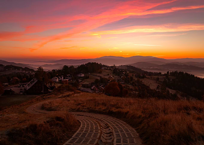 Autumn sunrise in mountain