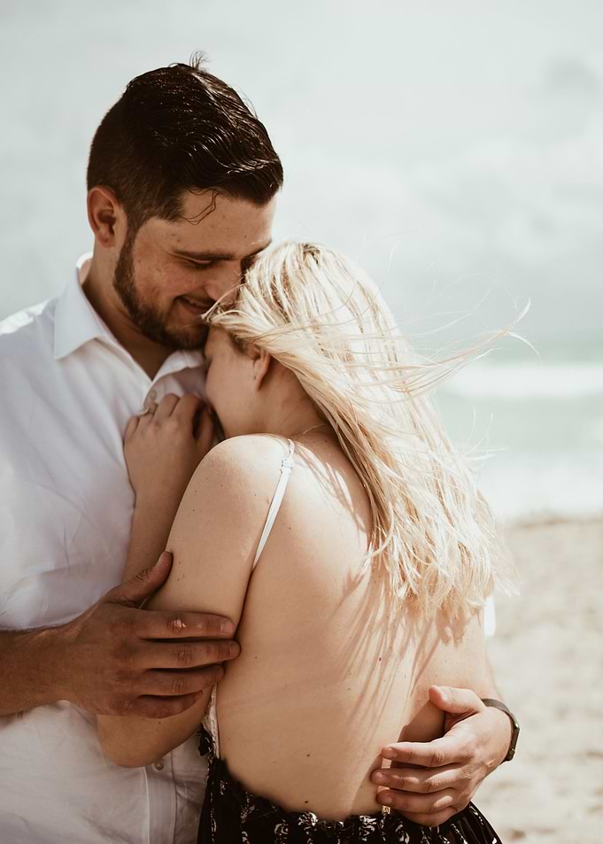 Two lovers embrace
