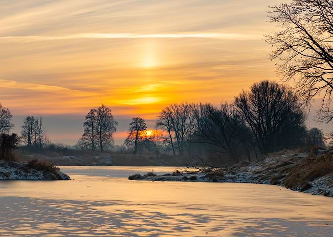 Winter journey to river