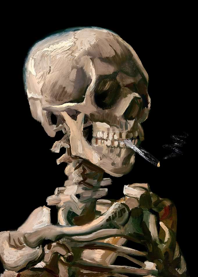 Skull with Cigarette