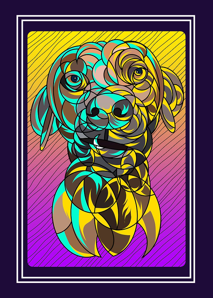 Abstract neon of the dog