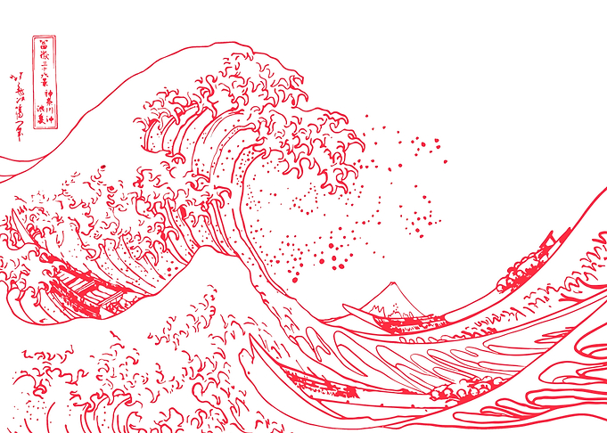 Line art wave of Kanagawa