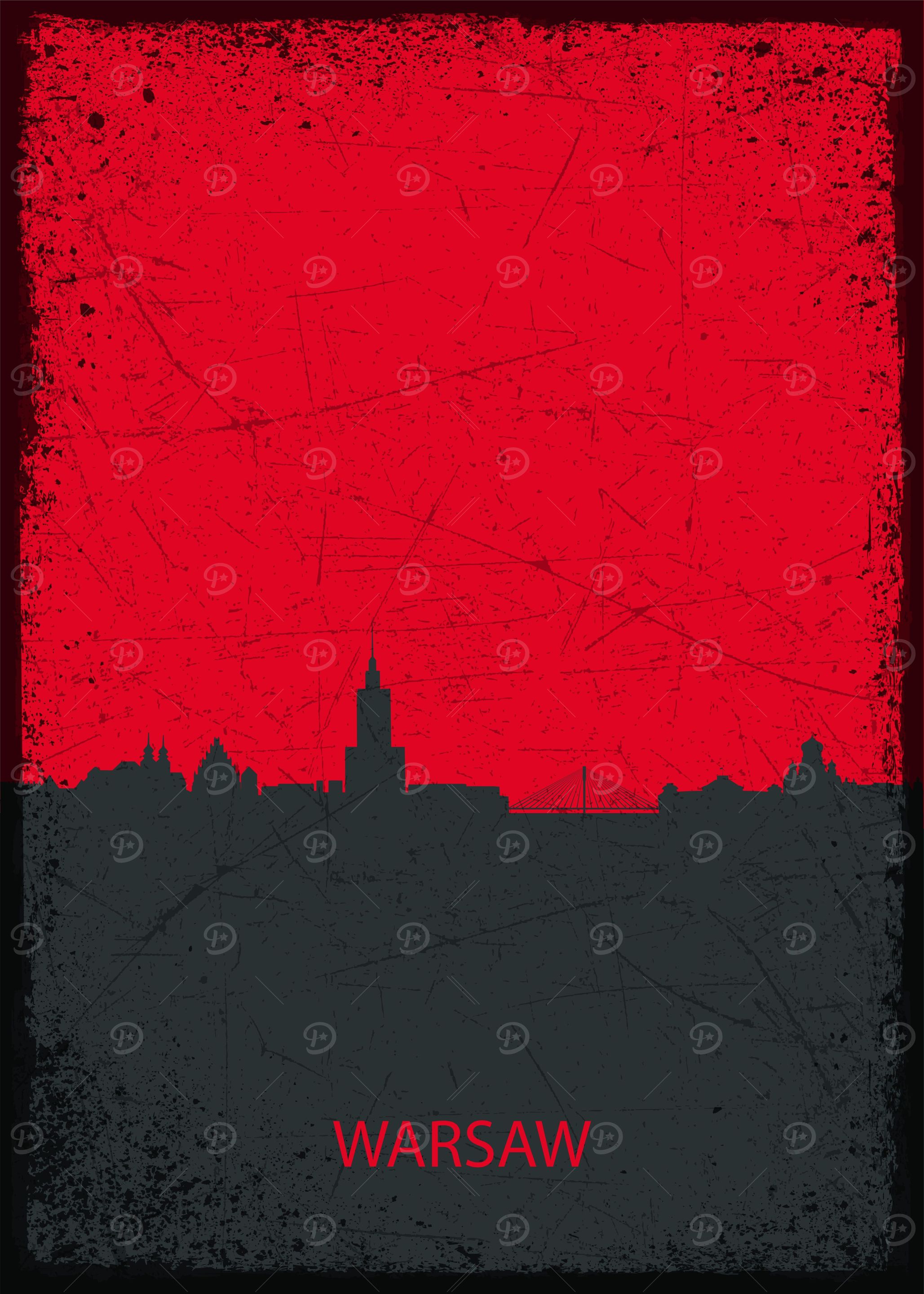 warsaw cityscape retro 80s