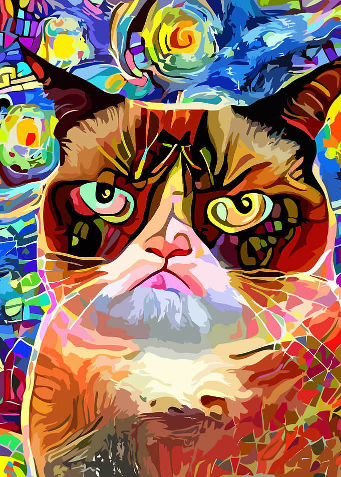Grumpy Abstract Mr Cat