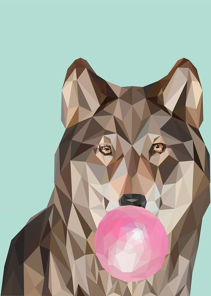 bubble gum animal wolf