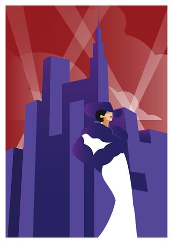 Purple Lady City Skyline