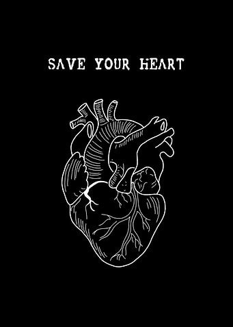 Hearts line black white