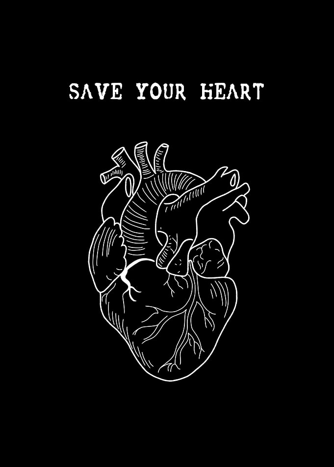 Hearts line black white