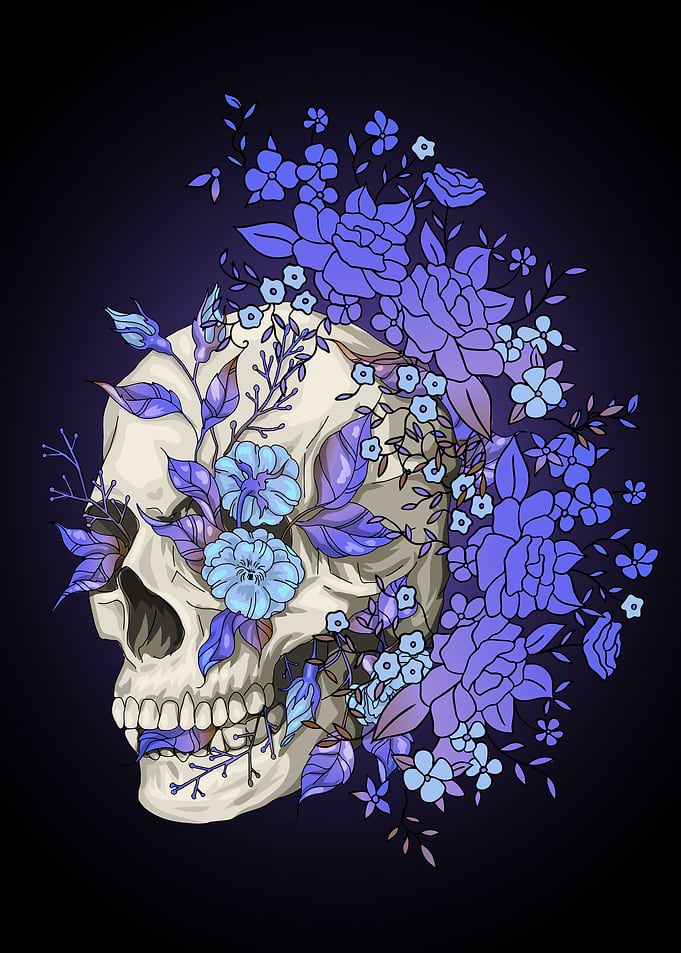 Purple Flower Skull