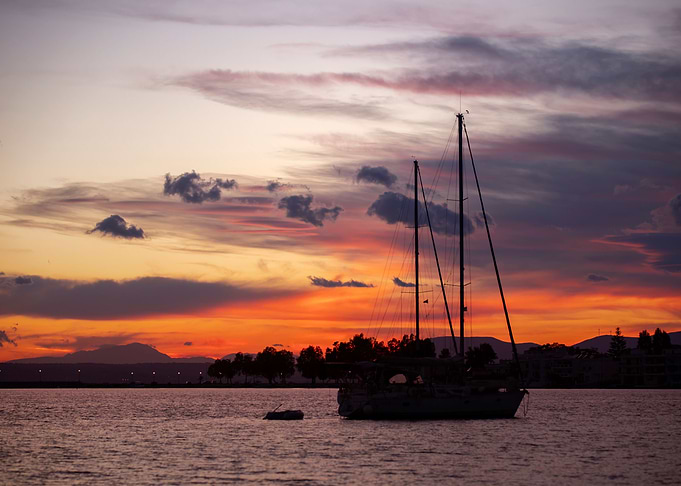 Holiday sunset in Greece