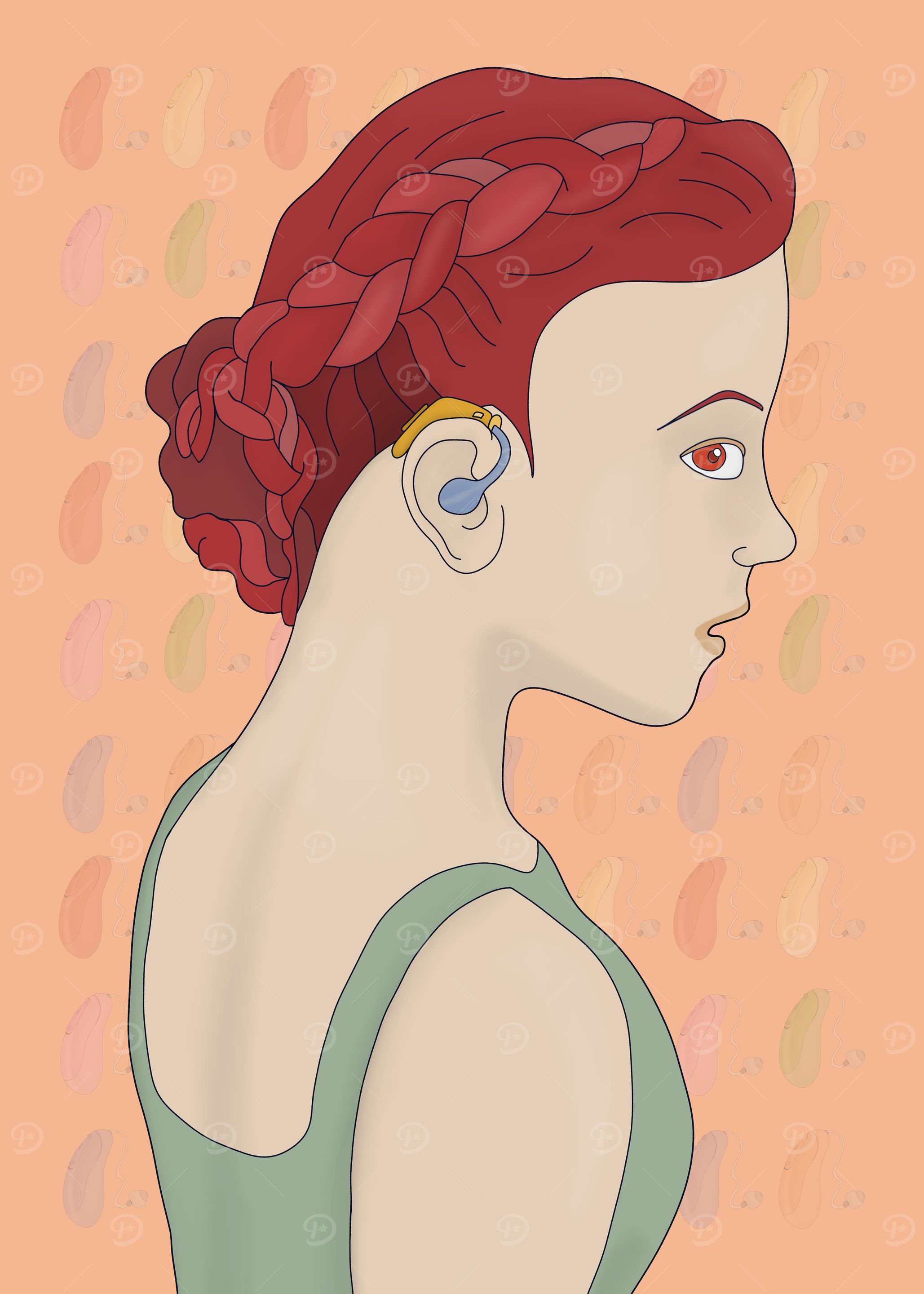 Girl using a hearing aid
