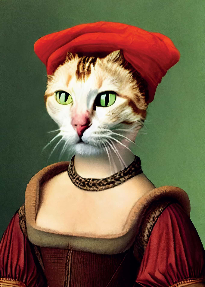 Renaissance cat portrait