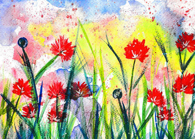 Flower Field Red Blossom