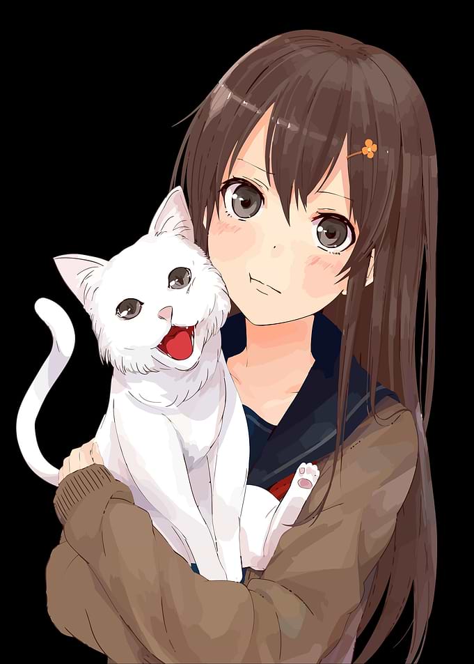 Anime Girl with Cat