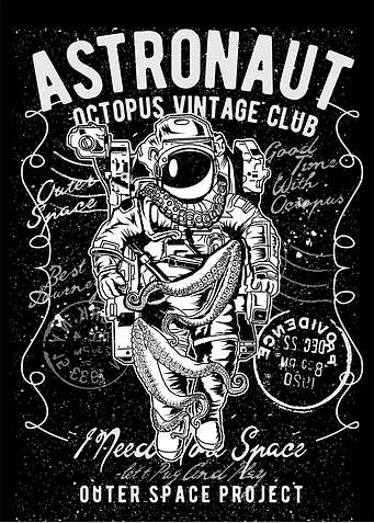 Astronaus octopus vintage