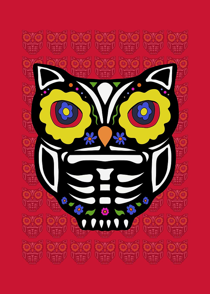 Adorable Sugar Skull Owl