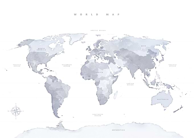 Pale Blue World Map no139
