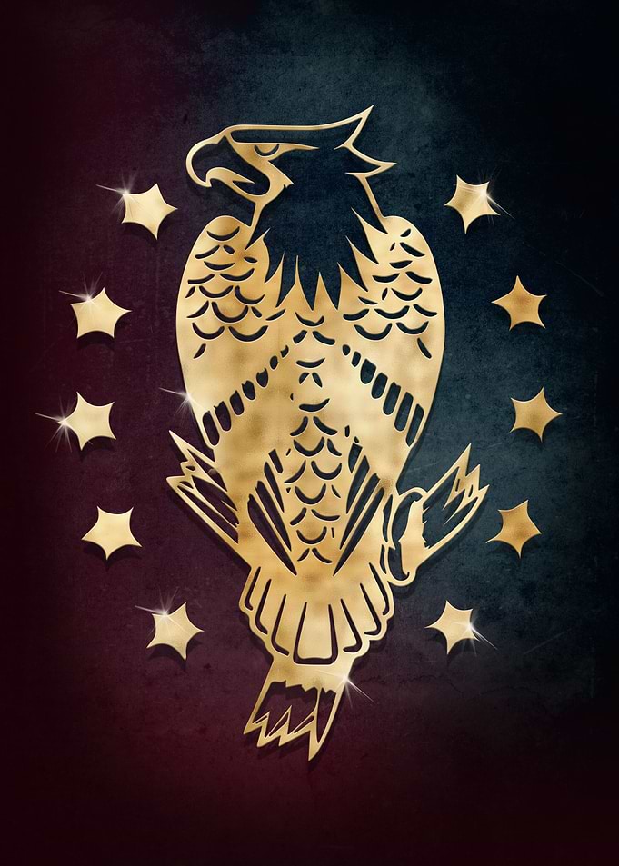 Gold American Eagle Tattoo