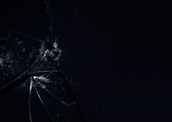 Glass pieces shattered dam