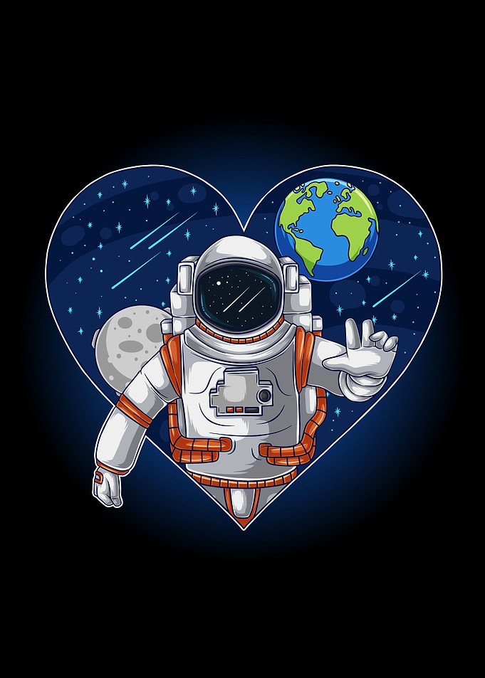 astronaut space heart