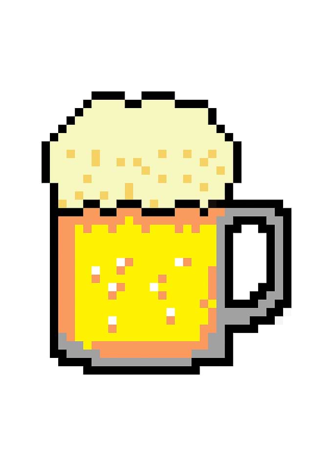Pixel art beer mug foam ov