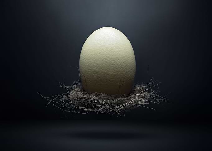 Ostrich egg and nest art