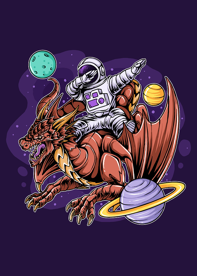 astronaut dabbing dragon