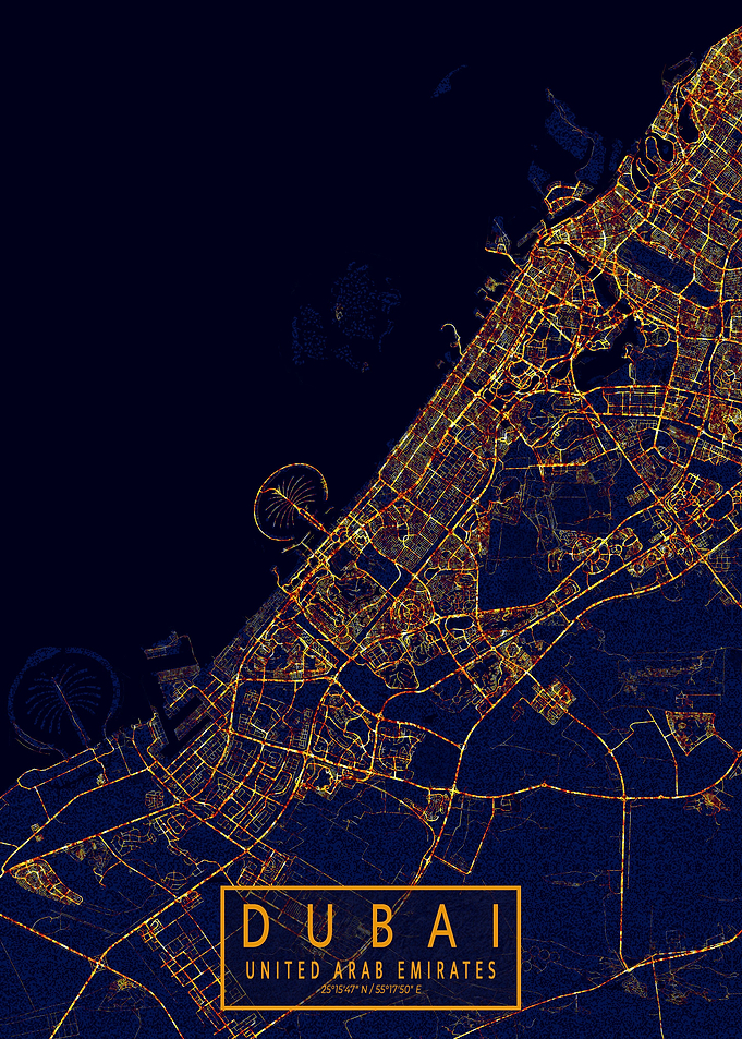 Dubai Map City At Night