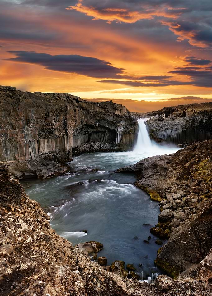 Evening light at waterfall