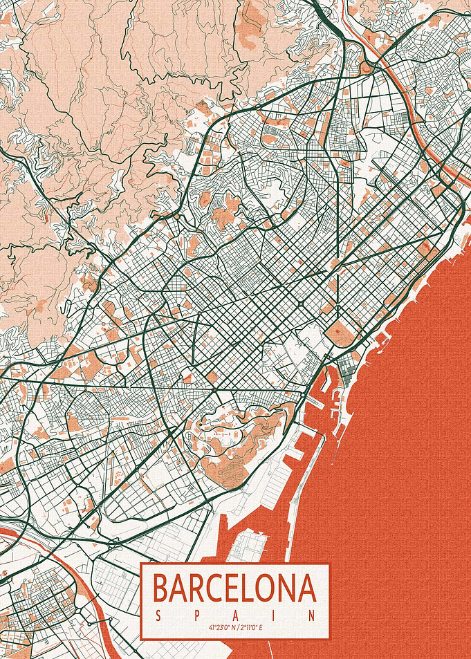 Barcelona Map Bohemian