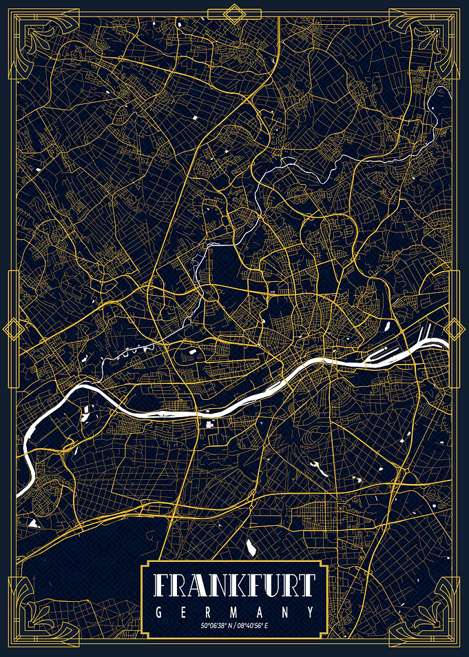 Frankfurt City Map Gold