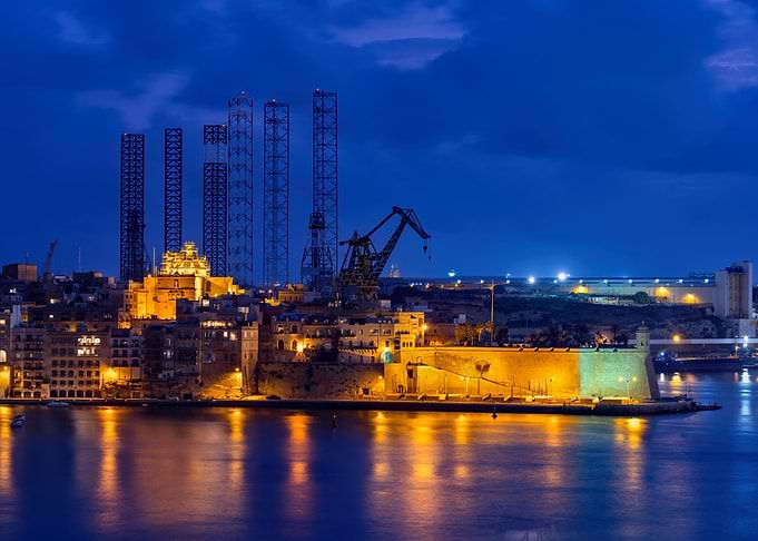 Senglea At Night In Malta