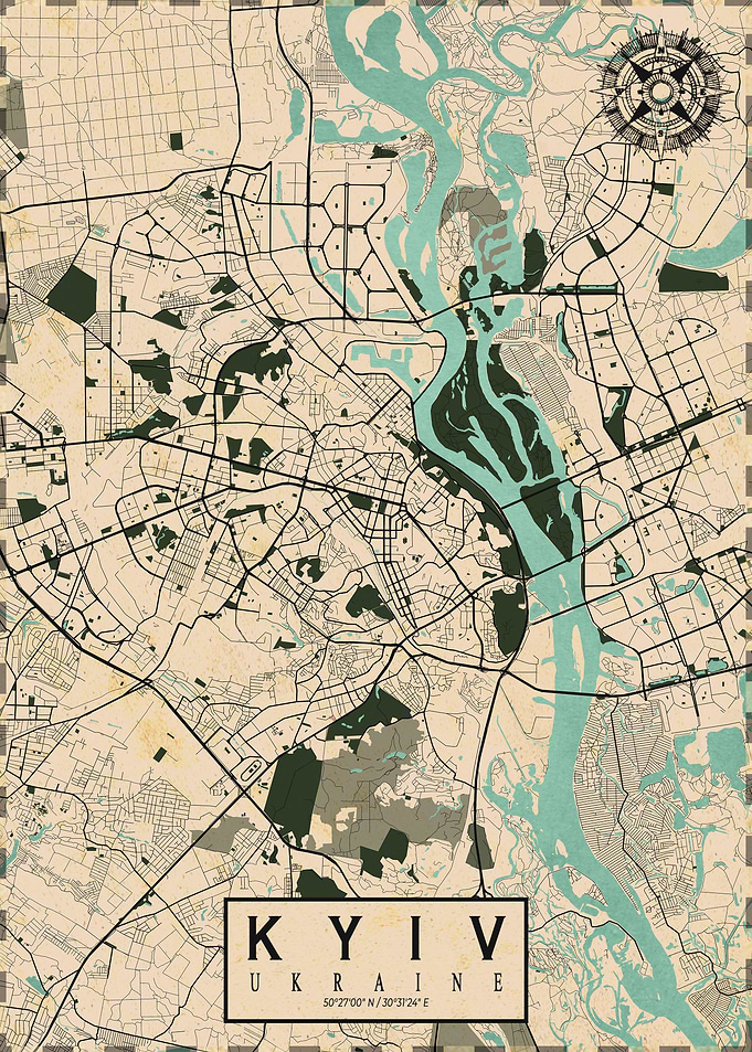 Kyiv City Map Vintage