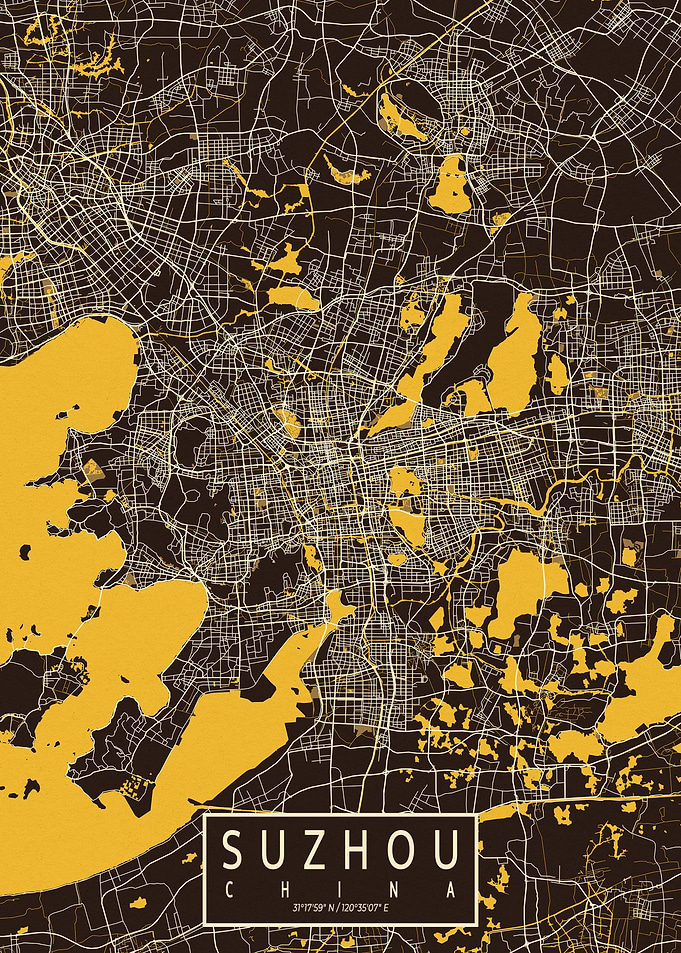 Suzhou City Map Pastel