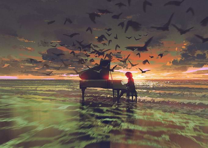 the man playing piano