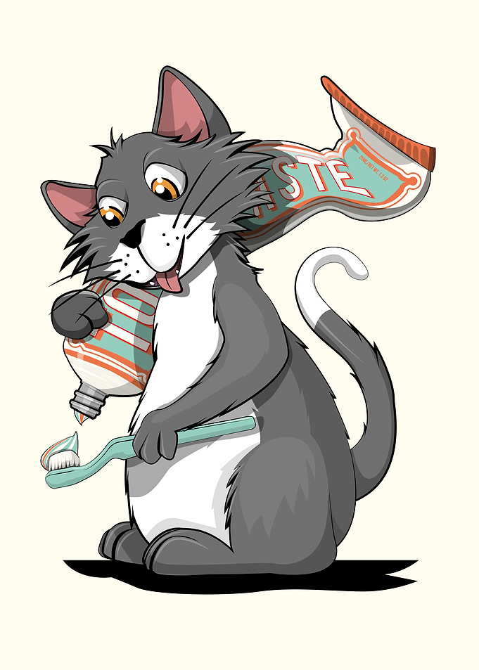 Cat Cleaning Teeth