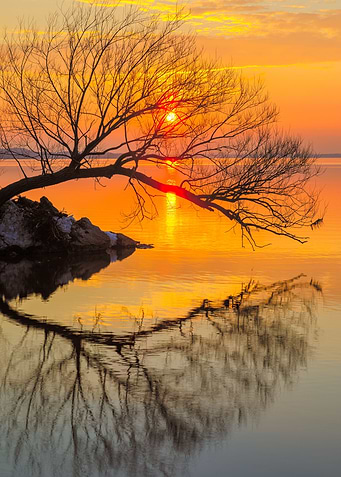 Sunset rivers reflection