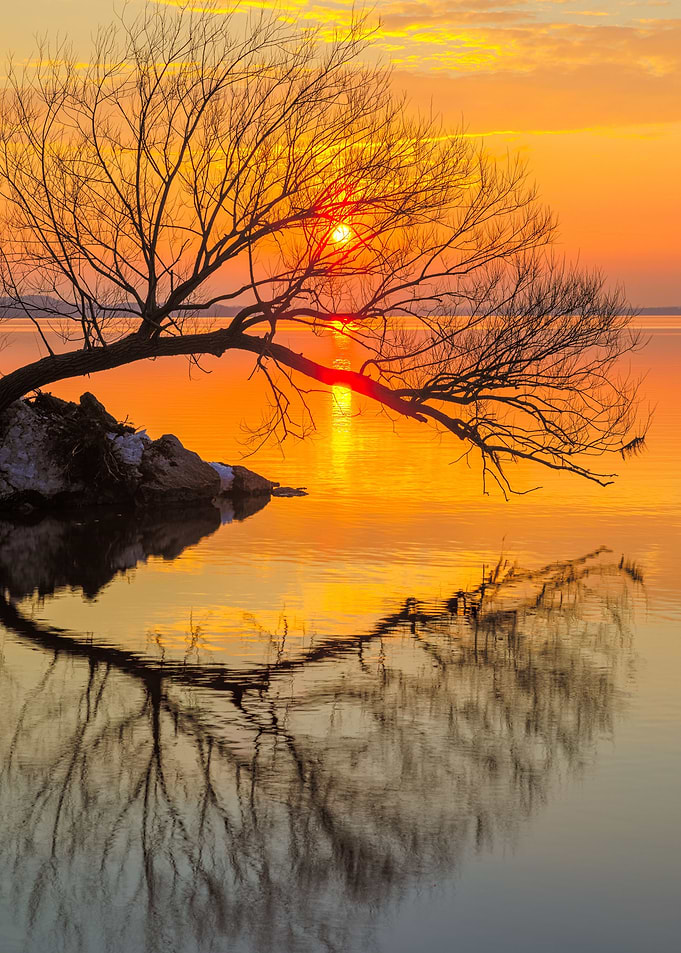 Sunset rivers reflection