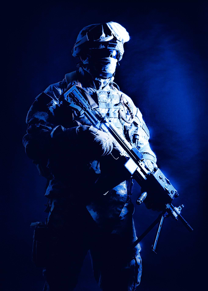 Blue lighted Soldier