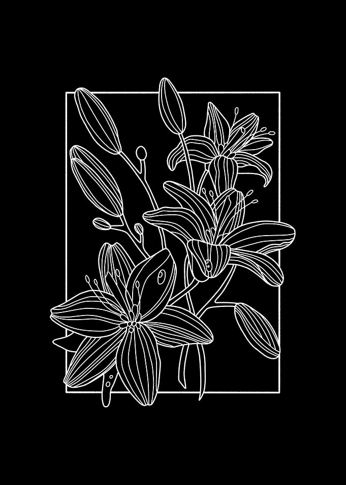 flowers black white