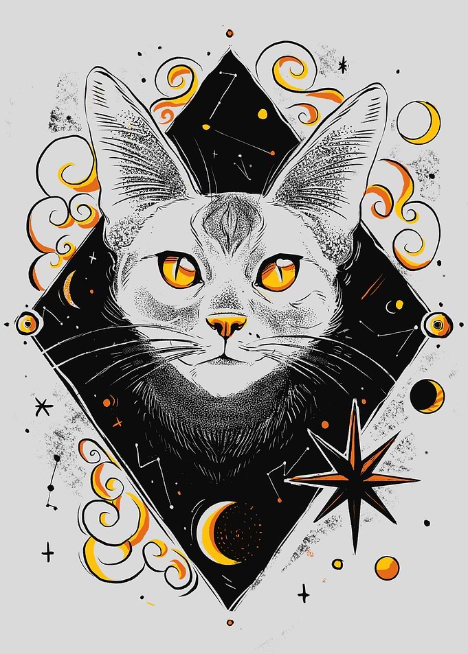 Cute Cat by night at moon