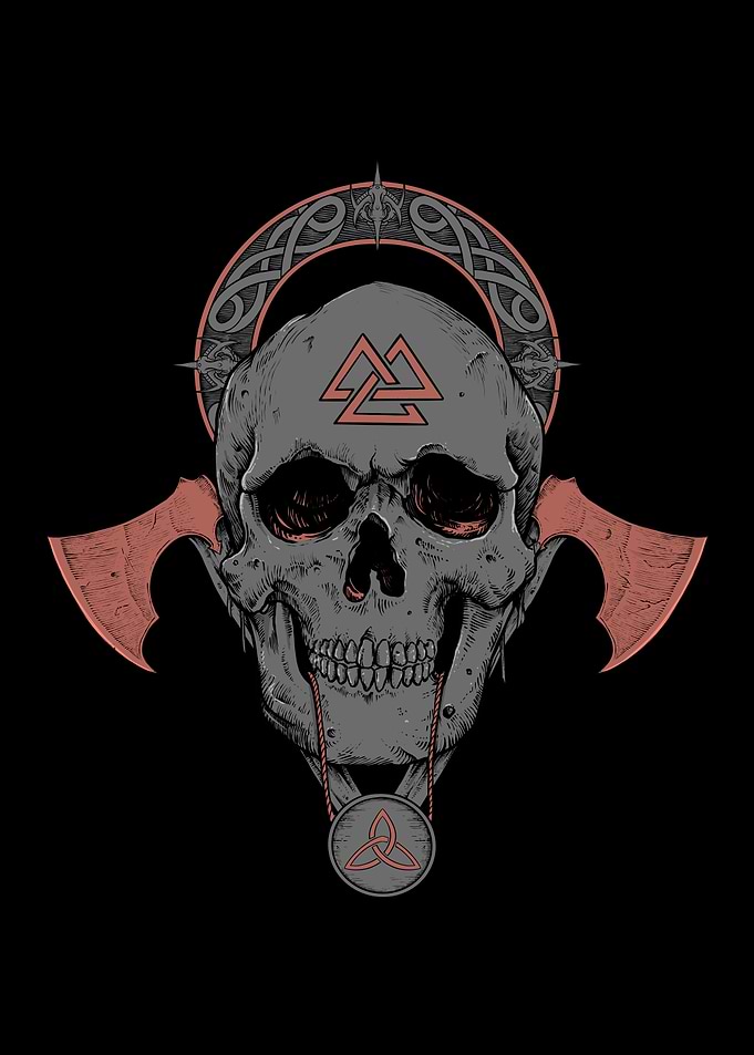 Nordic Pagan Skull Viking