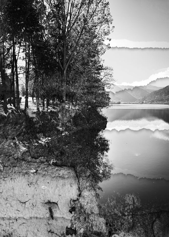 Monochrome lake scape