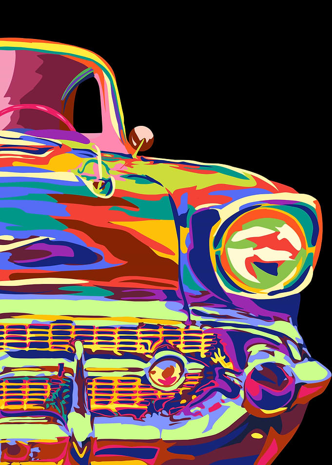 Classic car in pop art